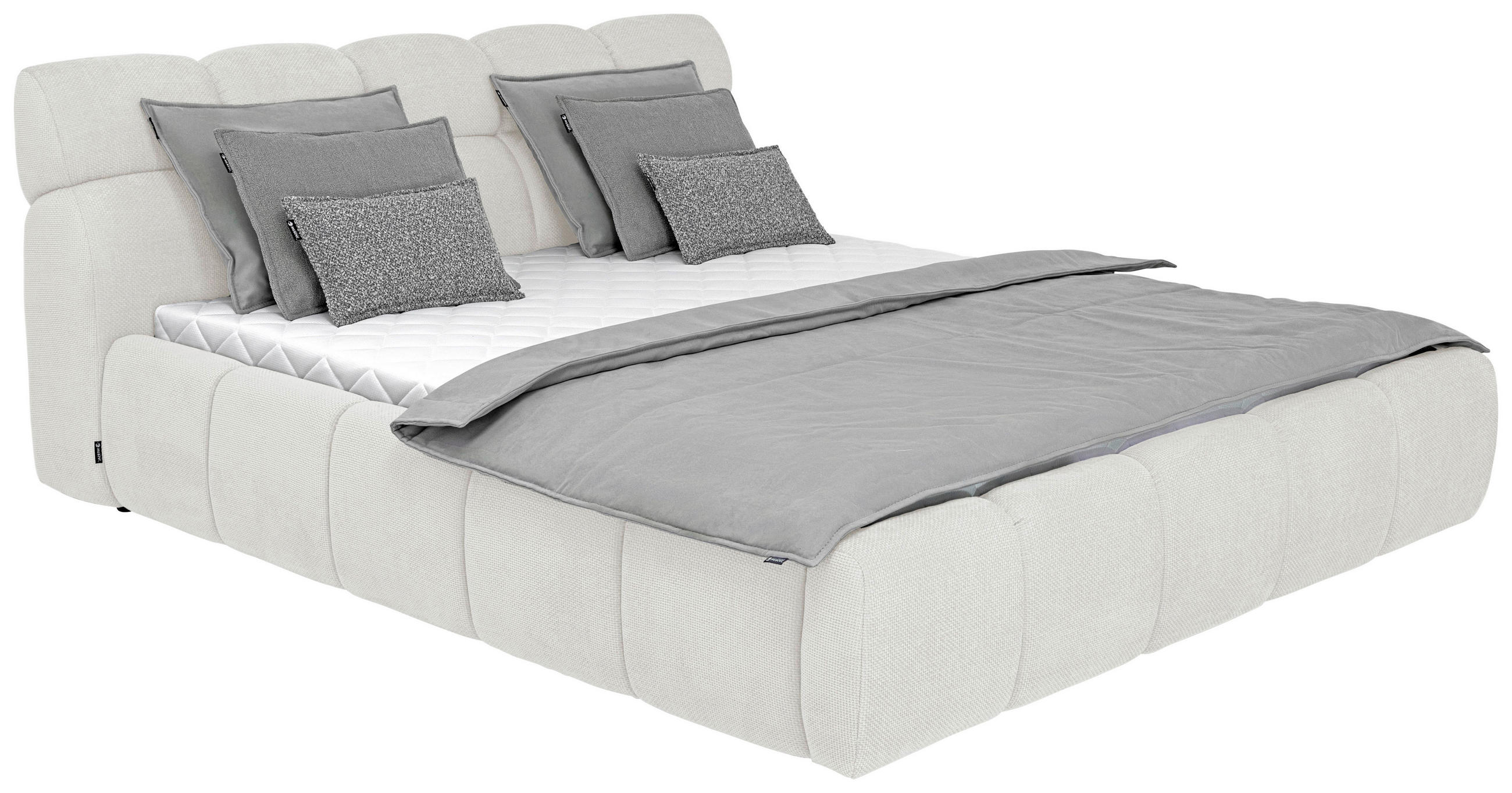 POLSTERBETT inkl. Bettkasten Lattenrost, Bettkasten Creme 180/200 cm  - Creme/Schwarz, Design, Holz/Kunststoff (180/200cm) - Esposa