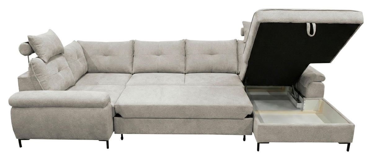 WOHNLANDSCHAFT SOLEI U in Chenille Grau  - Schwarz/Grau, Design, Kunststoff/Textil (184/334/188cm) - MID.YOU