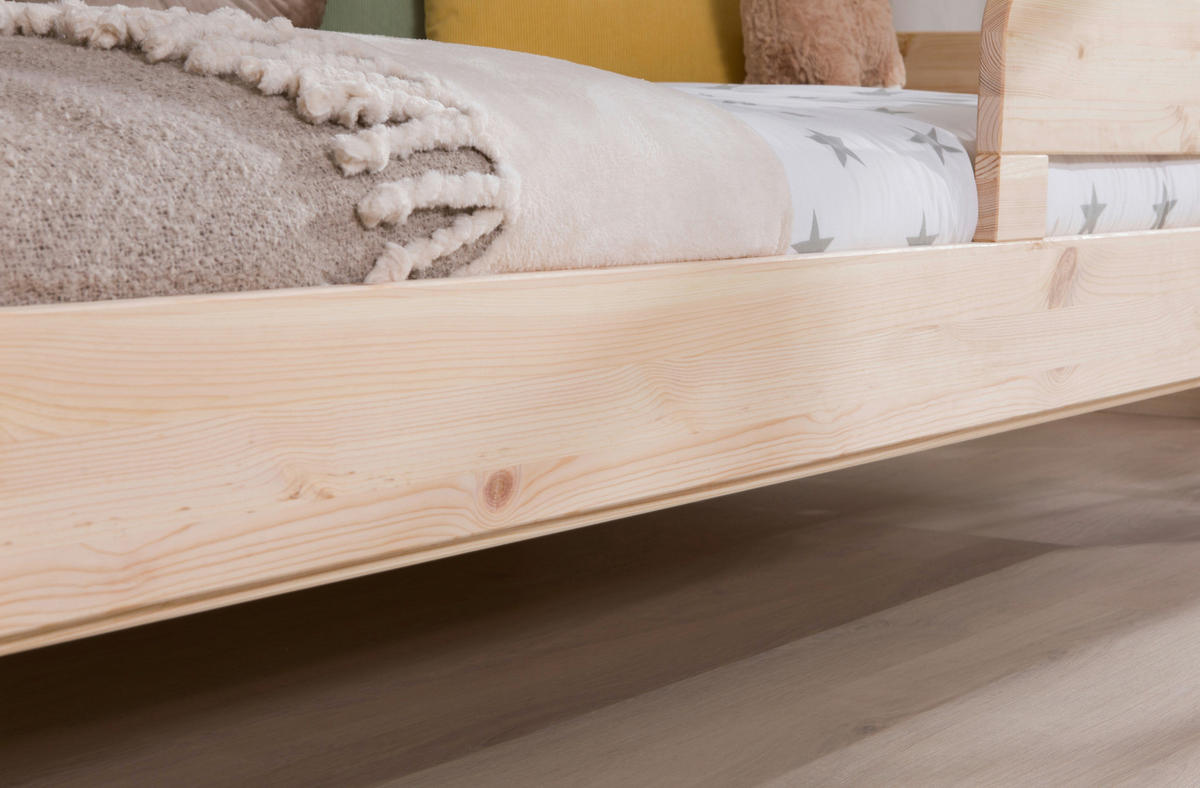 AUSZIEHBETT 100/200 cm,  in Naturfarben, Bettschublade, Absturzsicherung, Rollrost für Zusatzbett, Rollrost für Hauptbett  - Naturfarben, MODERN, Holz (100/200cm) - Livetastic
