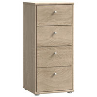 KOMMODE , 38,6/85,5/34,8 cm, 4 Schublade(n)  - Alufarben/Sonoma Eiche, Design, Holzwerkstoff/Kunststoff (38,6/85,5/34,8cm)