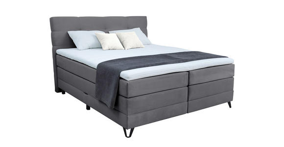 BOXSPRINGBETT 160/200 cm  in Dunkelgrau  - Dunkelgrau/Schwarz, KONVENTIONELL, Textil/Metall (160/200cm) - Carryhome