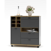 RAUMTEILER  in Holzwerkstoff   - Graphitfarben/Schwarz, Design, Glas/Holzwerkstoff (105/112/53cm) - MID.YOU