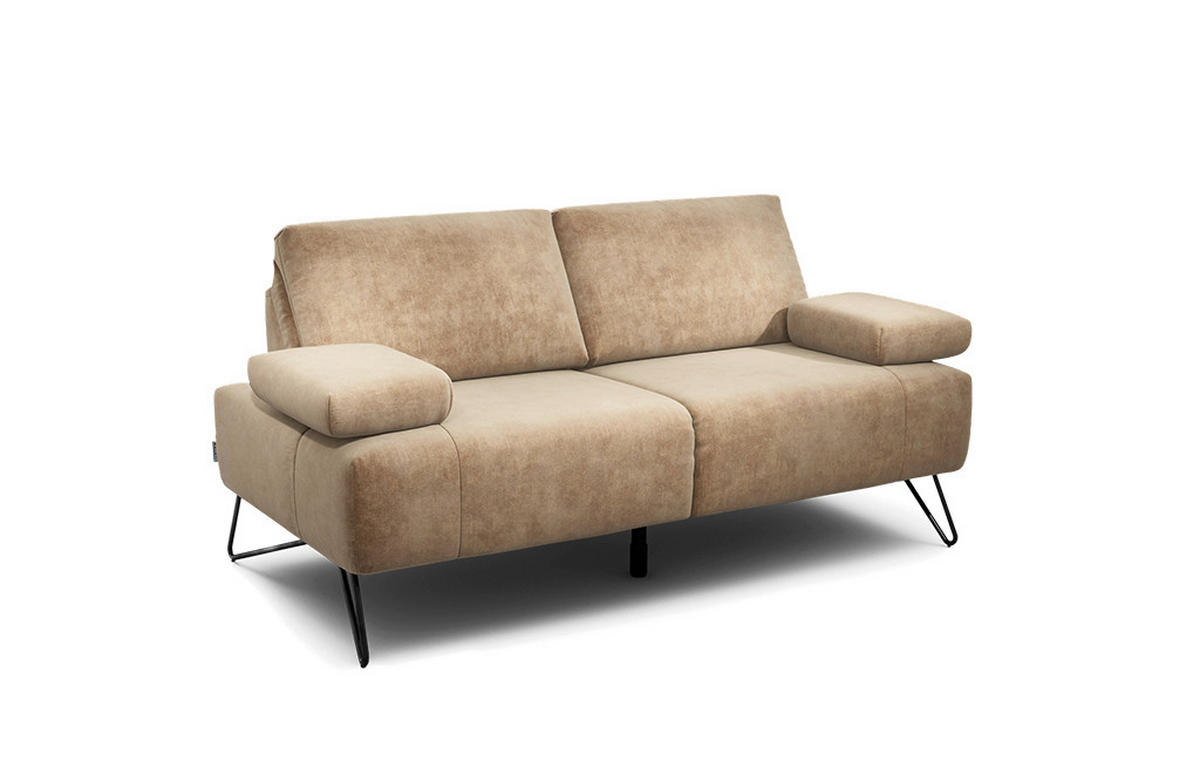 2-SITZER-SOFA Samt Sandfarben  - Sandfarben/Schwarz, Design, Textil/Metall (164-194/85/86-94cm) - SENSOO