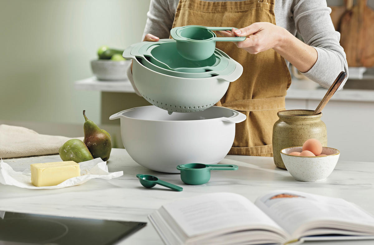 SCHÜSSELSET Nest 9-teilig  - Salbeigrün, Basics, Kunststoff - Joseph Joseph