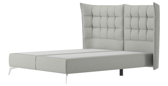 BOXSPRINGBETT 180/200 cm  in Hellgrau  - Chromfarben/Hellgrau, Design, Holz/Textil (180/200cm) - Novel