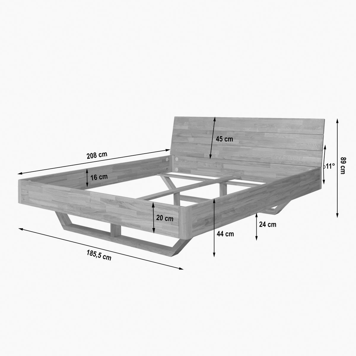 BETT 180/200 cm  in Eichefarben  - Eichefarben/Schwarz, MODERN, Holz/Metall (180/200cm) - MID.YOU
