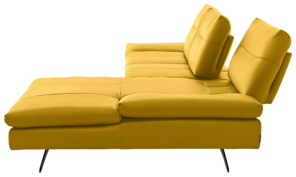 ECKSOFA in Echtleder Gelb  - Gelb/Schwarz, Modern, Leder/Metall (342/158cm) - Chilliano