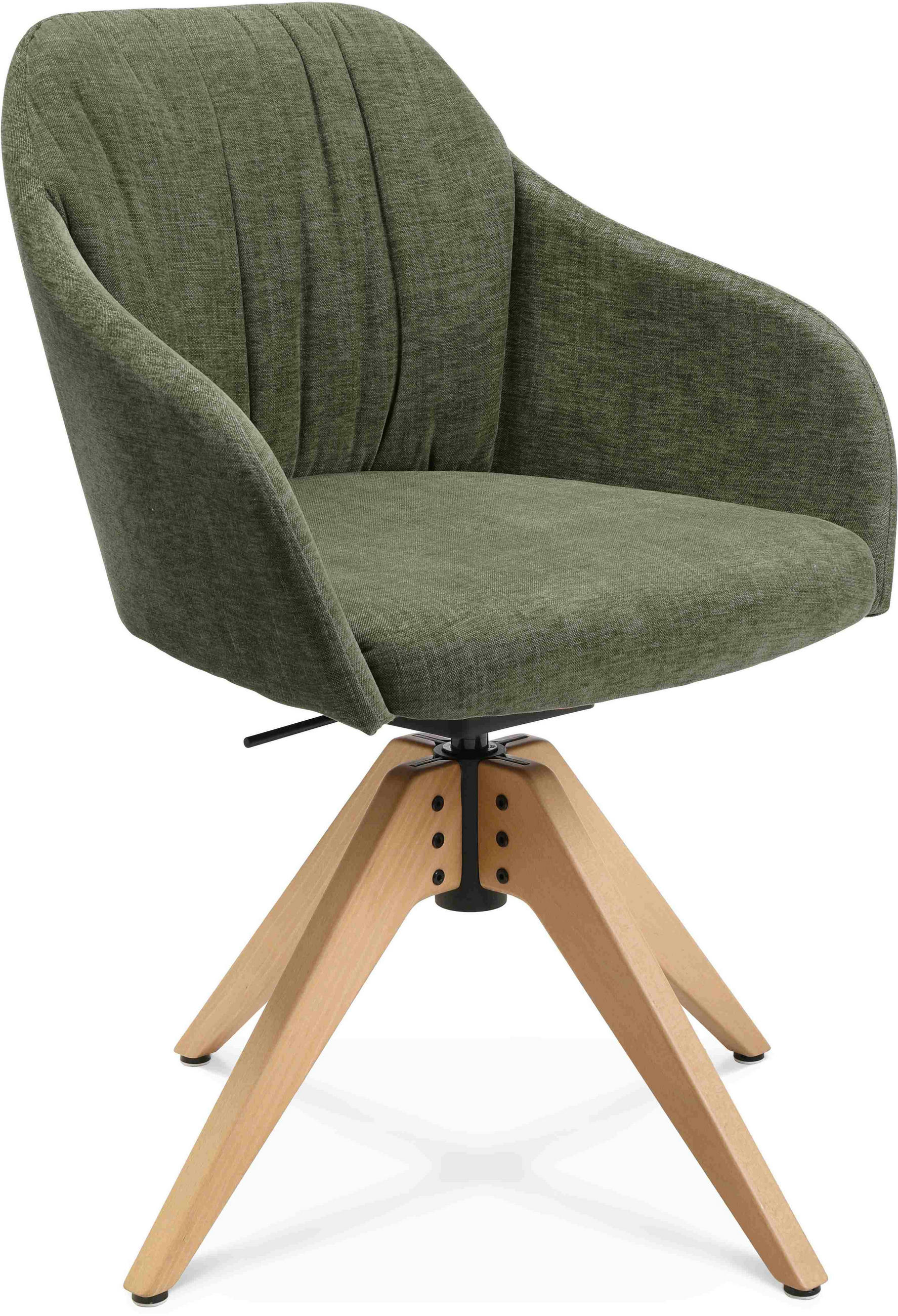 ARMLEHNSTUHL in Velours - Eichefarben/Grün, Design, Holz/Textil (58/82,5-85,2/60cm) - Johann Jakob