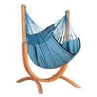 HÄNGEMATTE Naturfaser Blau  - Blau/Eukalyptusholzfarben, KONVENTIONELL, Holz/Textil (100/152/92cm) - La Siesta