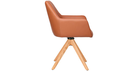 ARMLEHNSTUHL in Echtleder pigmentiert - Eichefarben/Cognac, KONVENTIONELL, Leder/Holz (59,5/87,5/63cm) - Novel