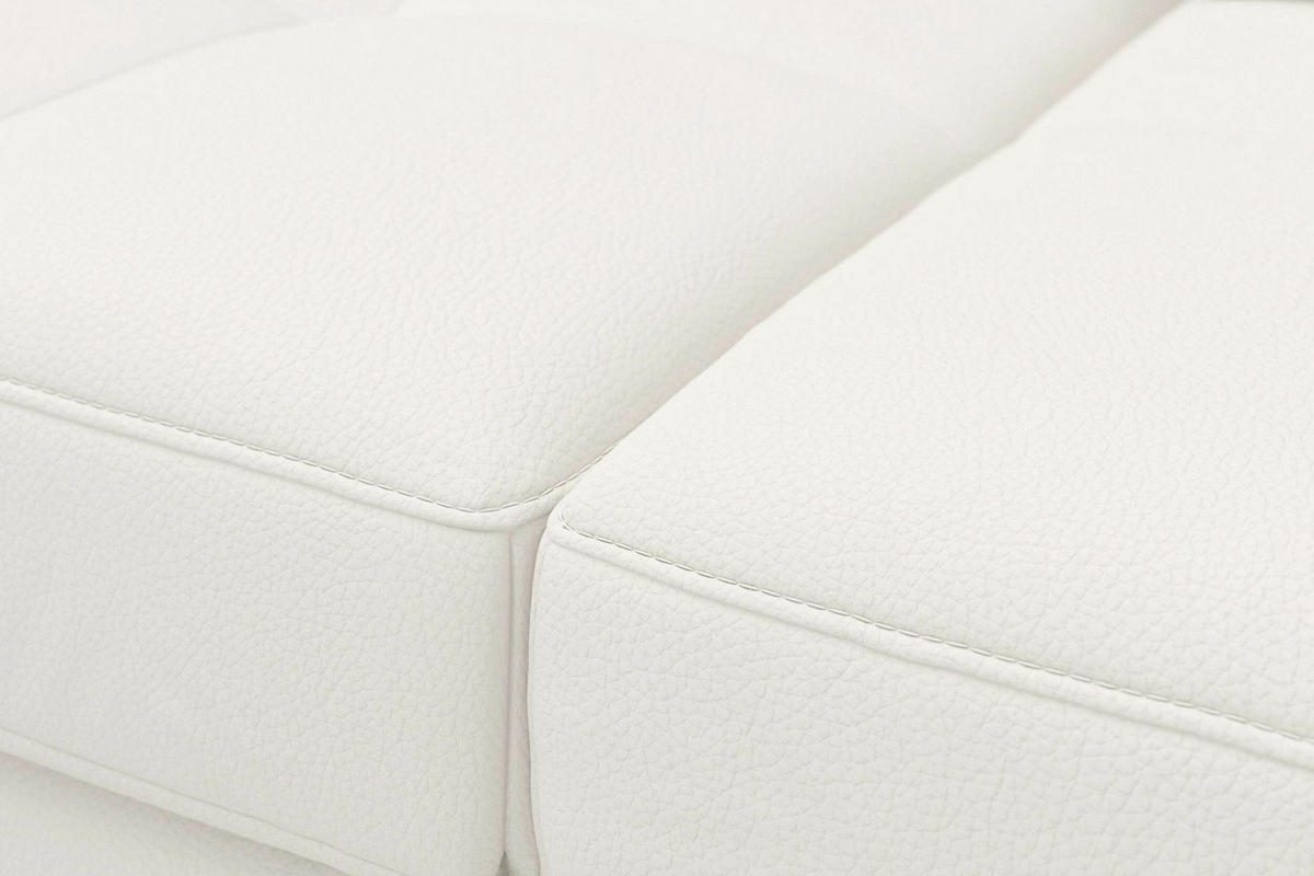 ECKSOFA COSTELLO E Weiß Echtleder Nierenkissen, Armteilverstellung, Sitztiefenverstellung  - Schwarz/Weiß, Basics, Leder/Textil (301/176cm) - Sit & More