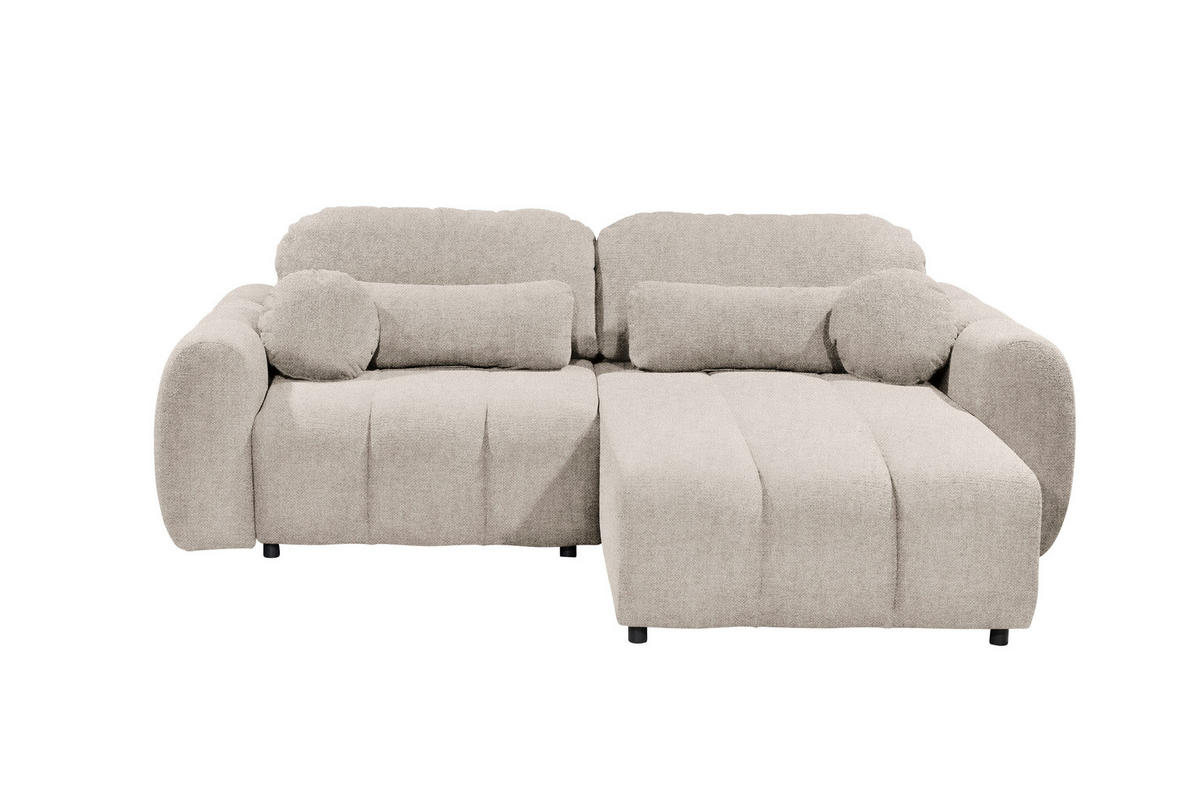 ECKSOFA Webstoff Beige  - Beige/Schwarz, Design, Kunststoff/Textil (260/192cm) - MID.YOU