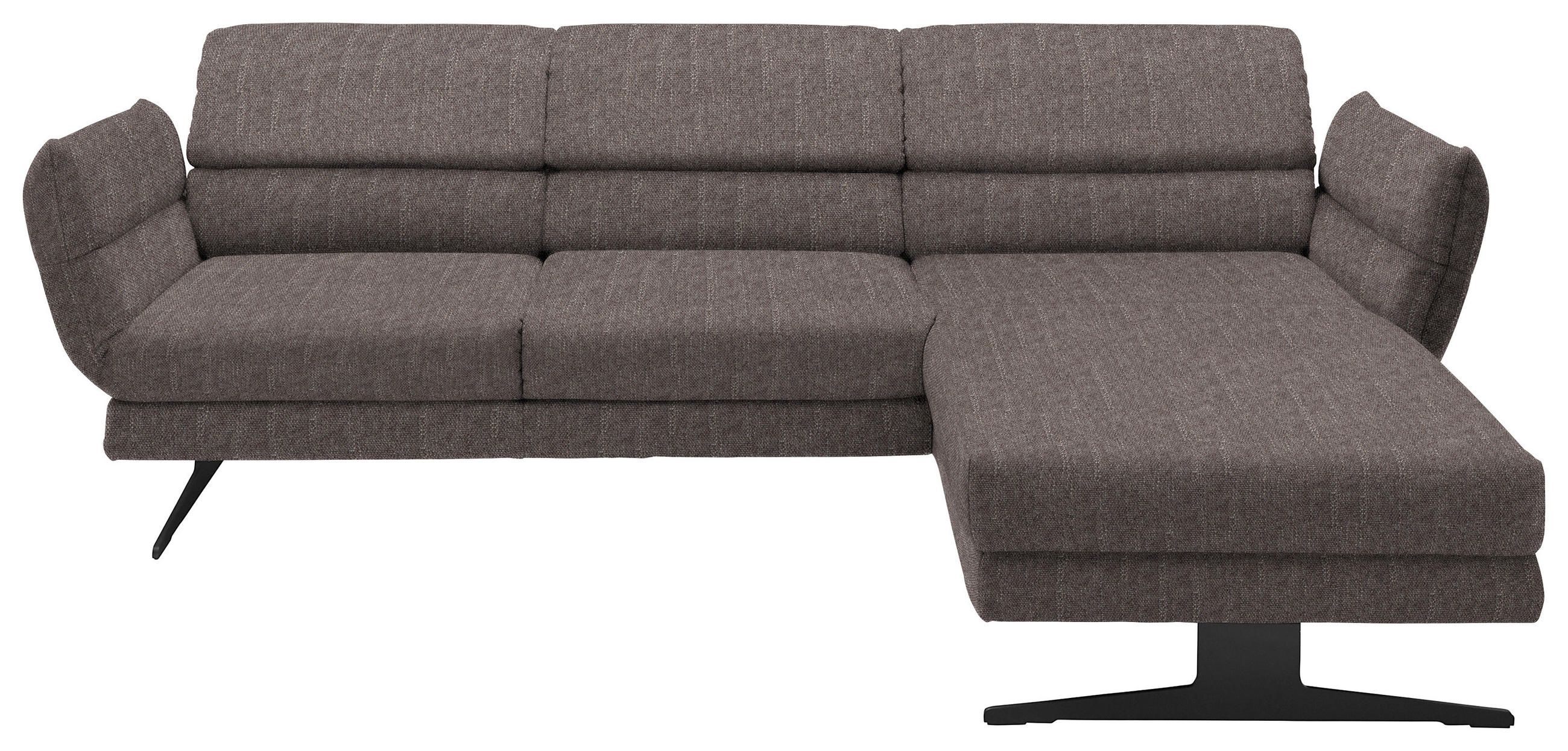 ECKSOFA in Flachgewebe Greige  - Greige/Schwarz, Design, Textil/Metall (279-327/176-217cm) - Dieter Knoll