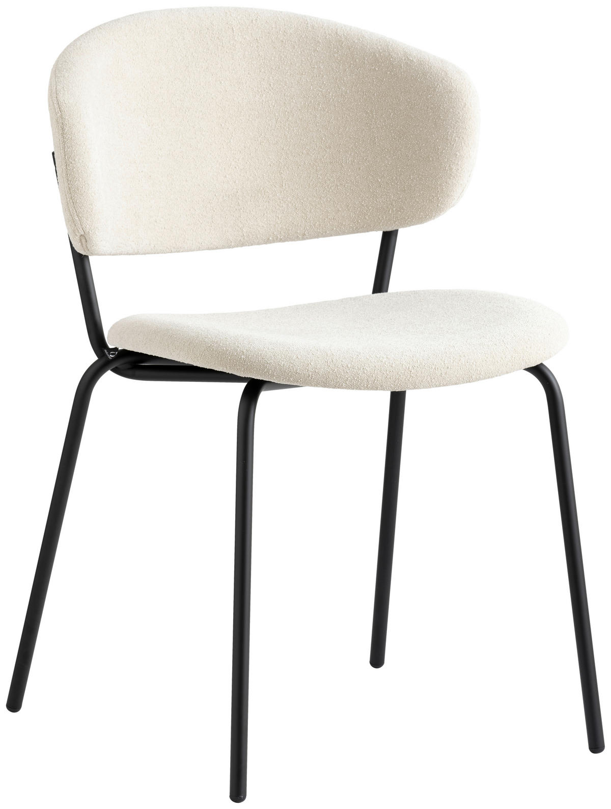 STUHL Bouclé Schwarz, Sandfarben  - Sandfarben/Schwarz, Design, Textil/Metall (49/84/51cm) - Connubia 