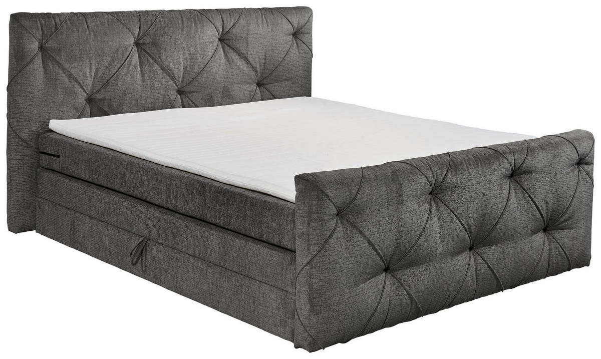BOXSPRINGBETT 180/200 cm  in Anthrazit  - Anthrazit/Schwarz, Design, Holzwerkstoff/Kunststoff (180/200cm) - Boxxx