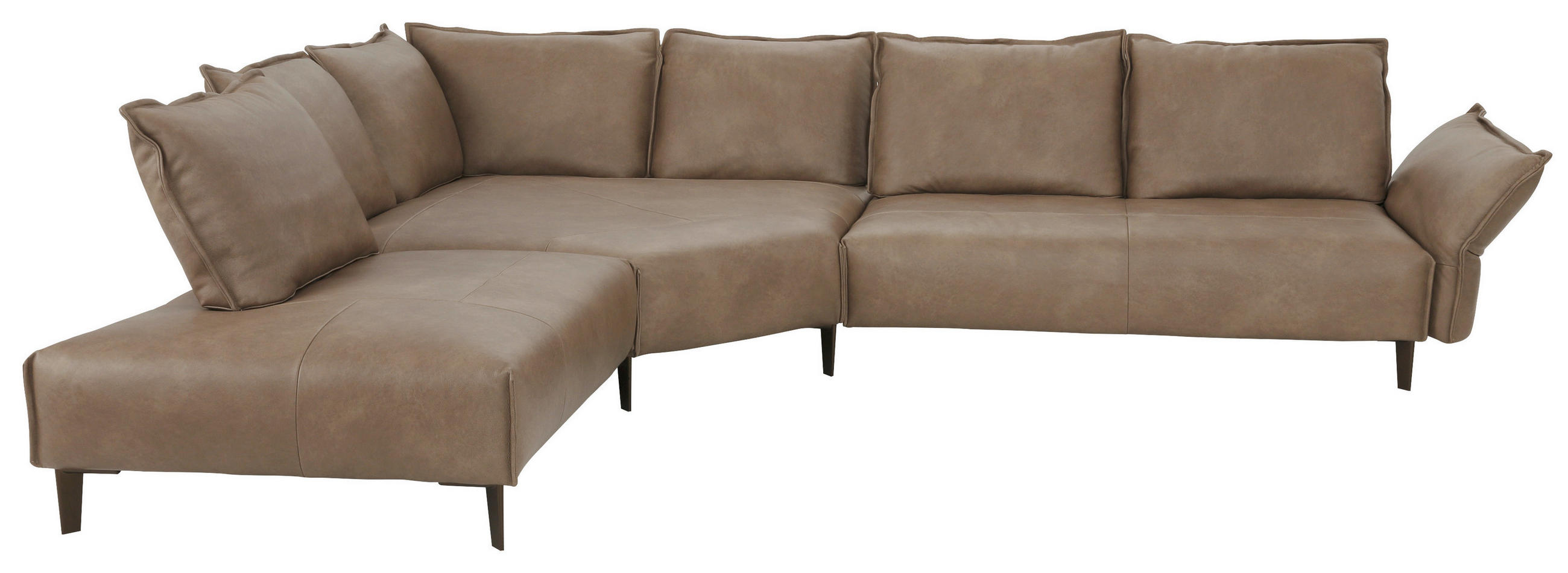 ECKSOFA Sandfarben Echtleder  - Sandfarben/Schwarz, Design, Leder/Metall (272/340cm) - Chilliano