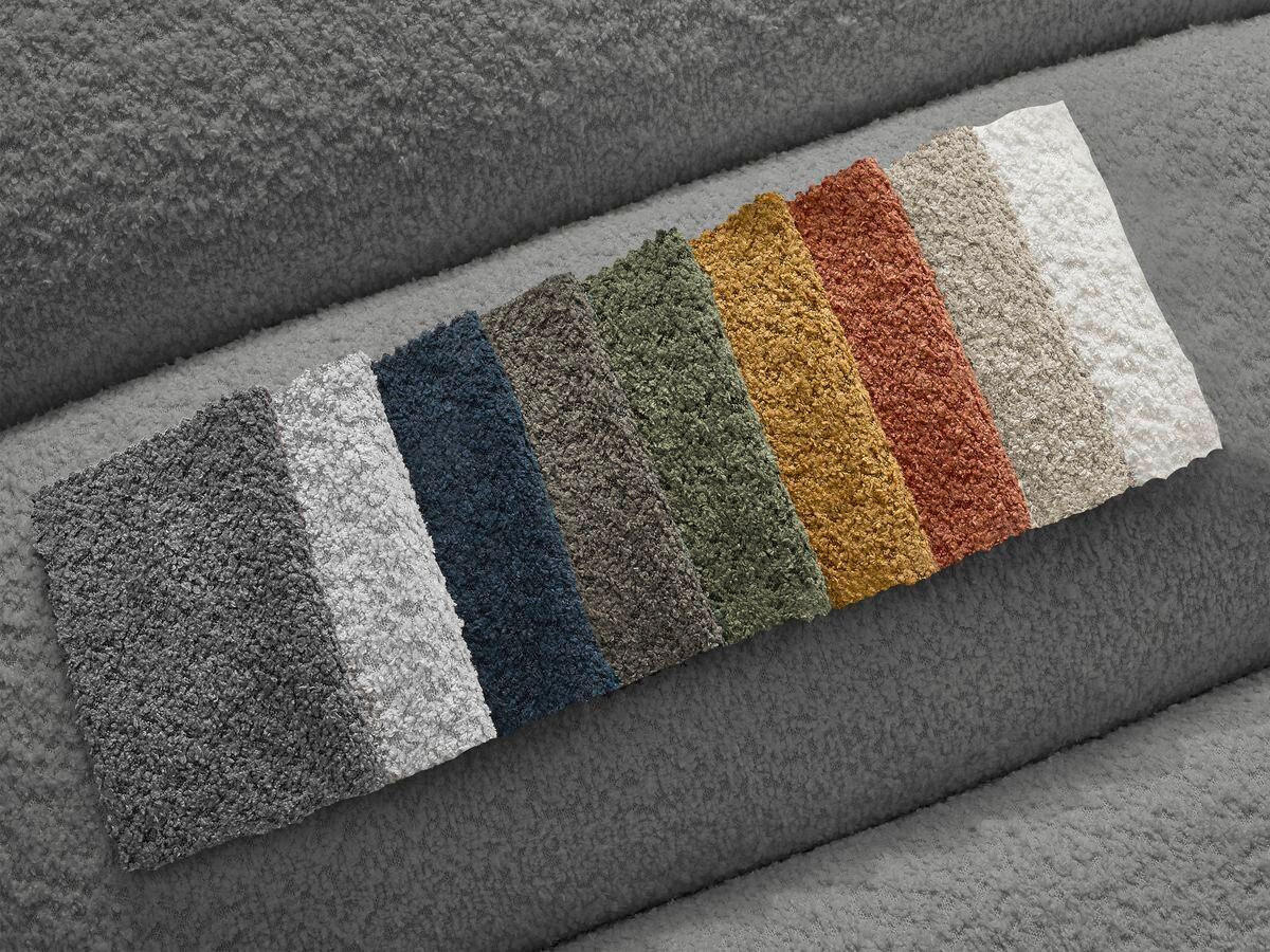 ECKSOFA Ottomane rechts  ANNECY Dunkelgrau Bouclé  - Dunkelgrau/Schwarz, MODERN, Kunststoff/Textil (262/170cm)