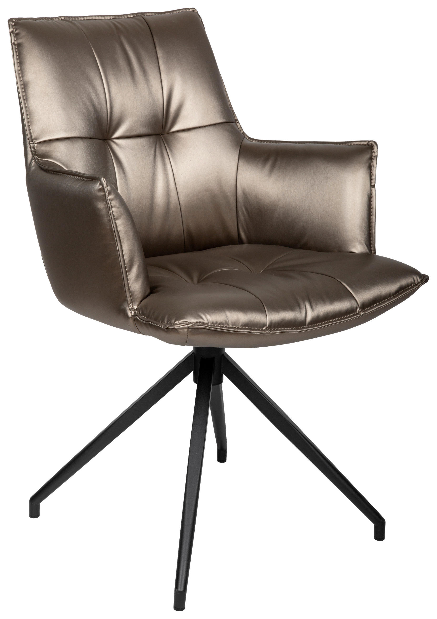 ARMLEHNSTUHL  in Eisen Lederlook  - Schwarz/Braun, Design, Textil/Metall (59/89,5/63cm) - Novel