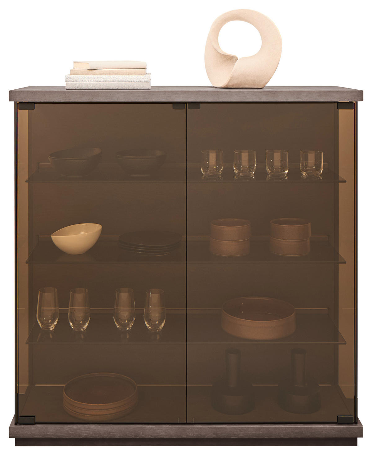 VITRINE Eiche dunkel  117/128/38 cm  - Eiche dunkel, Design, Glas/Holz (117/128/38cm) - Emilio Belluti