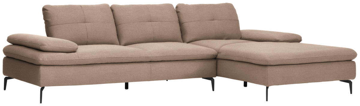 ECKSOFA in Webstoff Taupe  301/179 cm  - Taupe/Schwarz, Design, Textil/Metall (301/179cm) - Chilliano