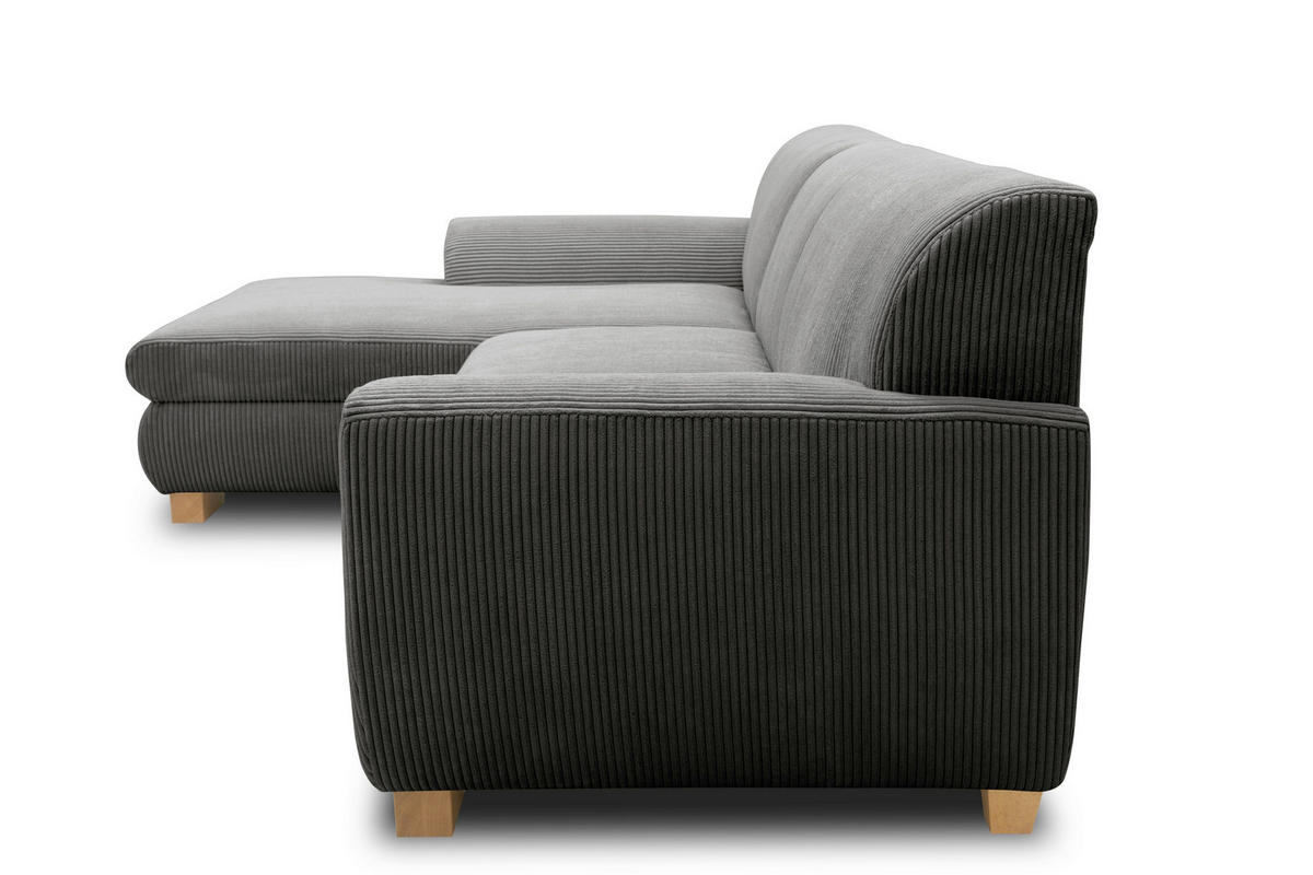 ECKSCHLAFSOFA NIKA Grau Webstoff  - Silberfarben/Grau, Basics, Holz/Textil (277/156cm) - MID.YOU