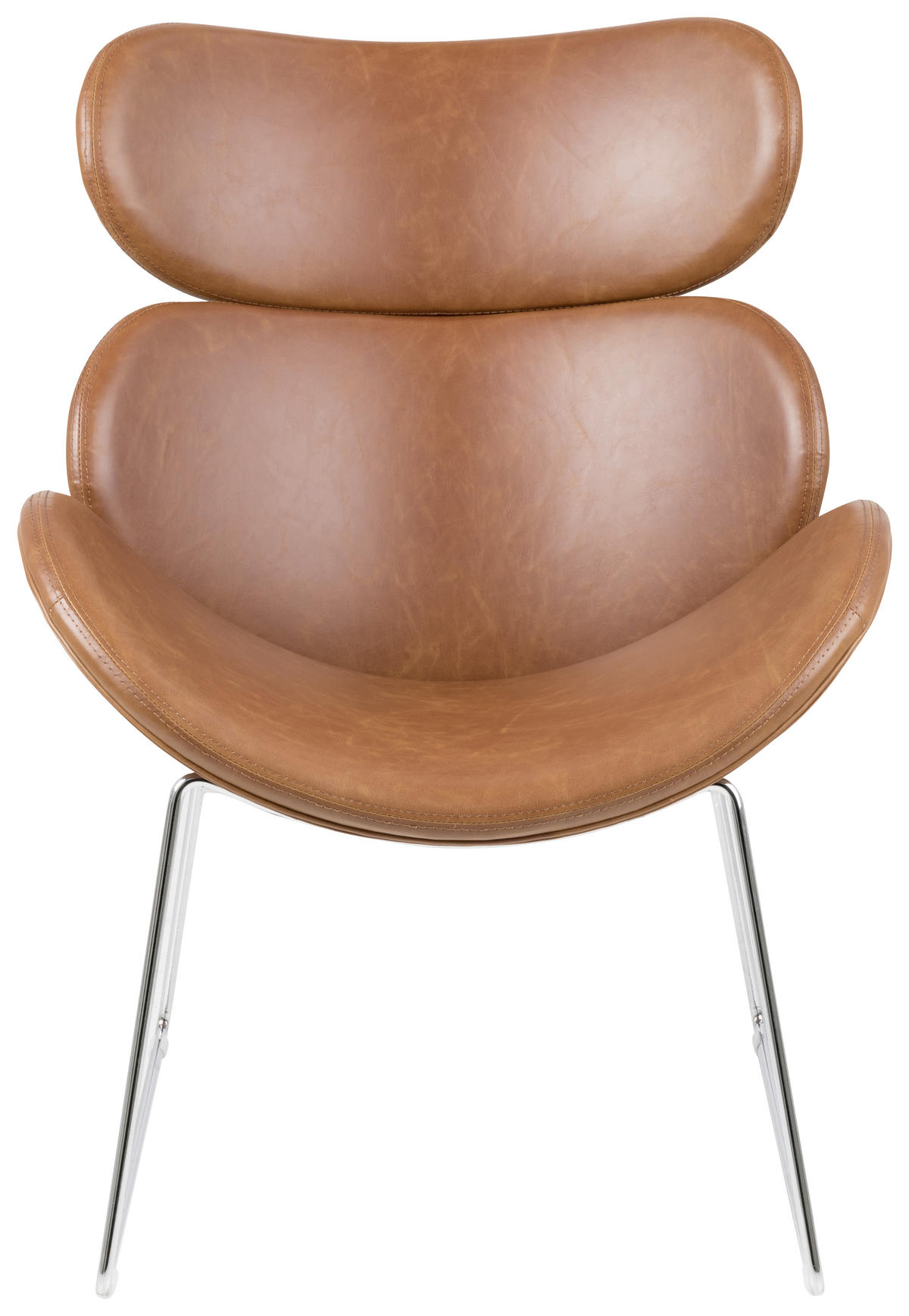 SESSEL Lederlook Cognac    - Chromfarben/Cognac, Trend, Textil/Metall (69/90,5/78,5cm) - MID.YOU