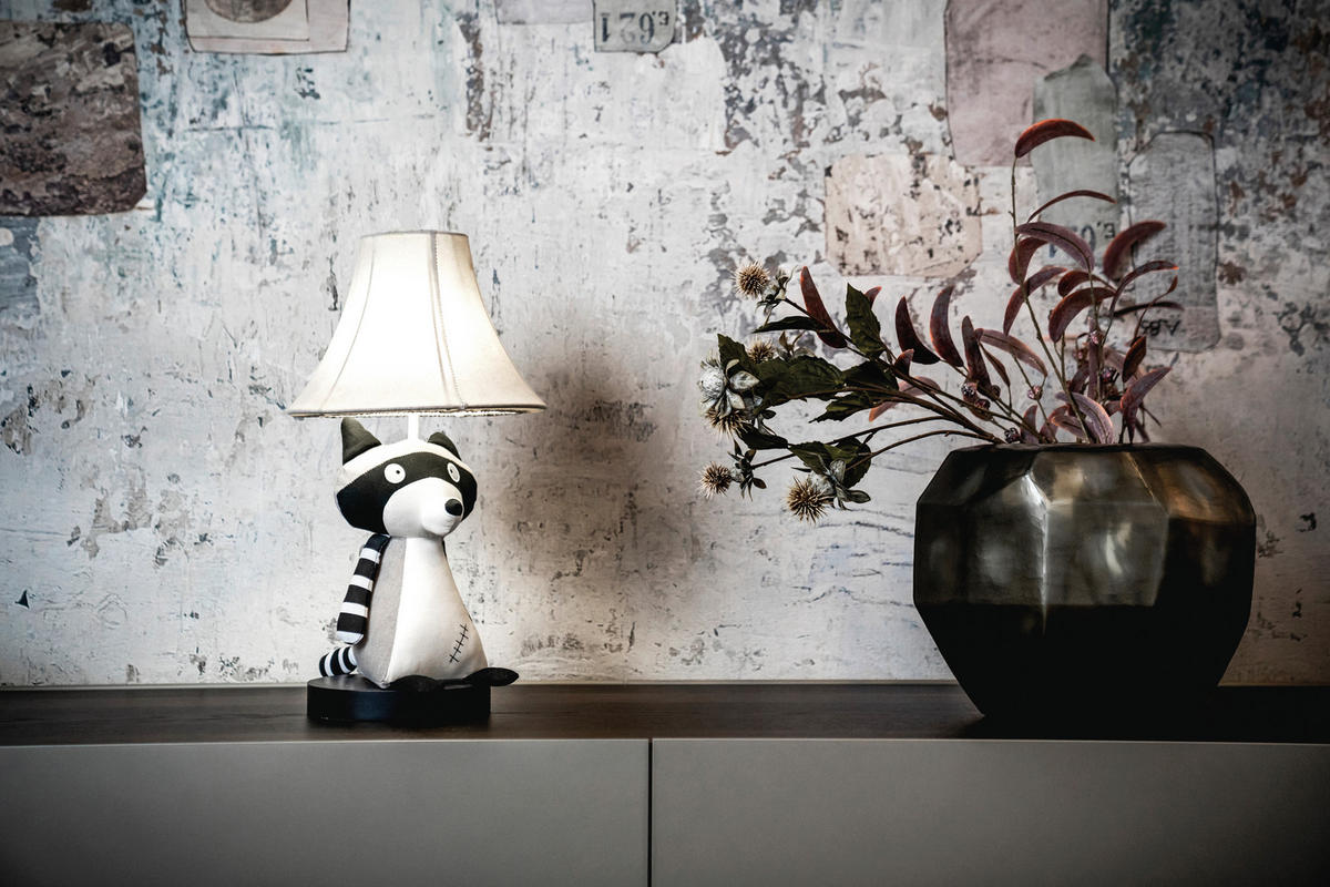 LED-KINDERTISCHLEUCHTE 26/47/26 cm   - Hellgrau/Weiß, LIFESTYLE, Textil/Metall (26/47/26cm) - Happy Lamps