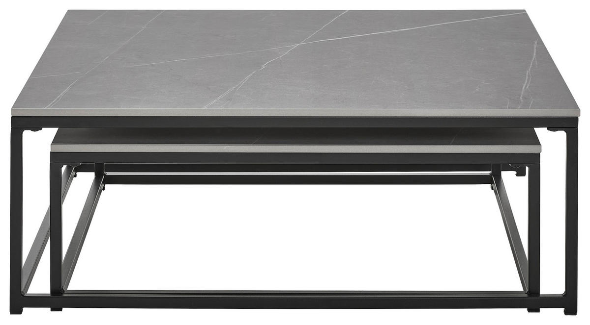 COUCHTISCHSET 75/65/27/22/75/65 cm quadratisch Grau, Schwarz  - Schwarz/Grau, Design, Keramik/Metall (75/65/27/22/75/65cm) - Livetastic