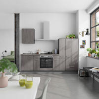 KÜCHENBLOCK Riva 270 cm  in Schieferfarben  - Schieferfarben/Edelstahlfarben, MODERN, Holzwerkstoff/Metall (270cm) - Nobilia