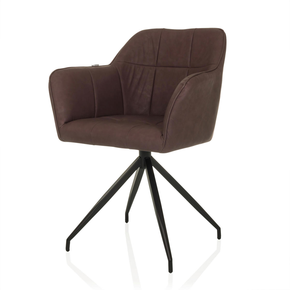 ARMLEHNSTUHL  in Lederlook  - Dunkelbraun/Schwarz, MODERN, Leder/Metall (61/90/56cm) - MID.YOU