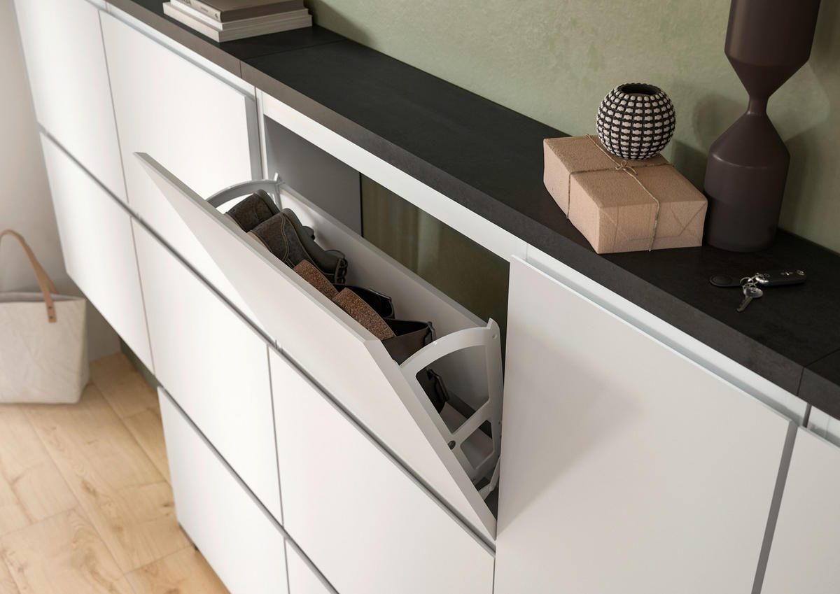 SCHUHSCHRANK Grau, Weiß  - Silberfarben/Weiß, MODERN, Holzwerkstoff (95/133/18cm)