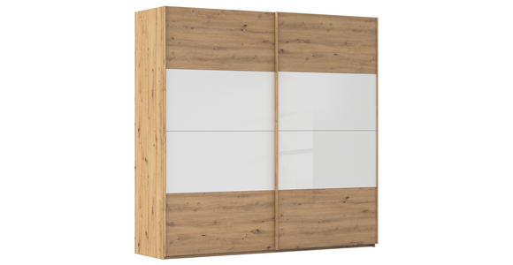 SCHWEBETÜRENSCHRANK 226/223/68 cm 2-türig Weiß, Eiche Artisan  - Eichefarben/Weiß, Design, Glas/Holzwerkstoff (226/223/68cm) - Xora