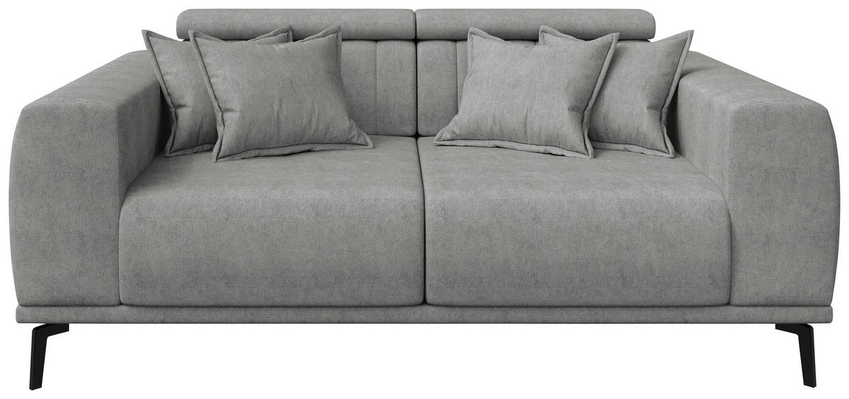 2-SITZER-SOFA Webstoff Grau  - Schwarz/Grau, KONVENTIONELL, Textil/Metall (200/80/110cm) - Carryhome