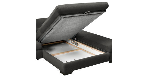 ECKSOFA  in Flachgewebe Dunkelgrau  204/341 cm  - Dunkelgrau/Schwarz, Design, Textil/Metall (204/341cm) - Xora