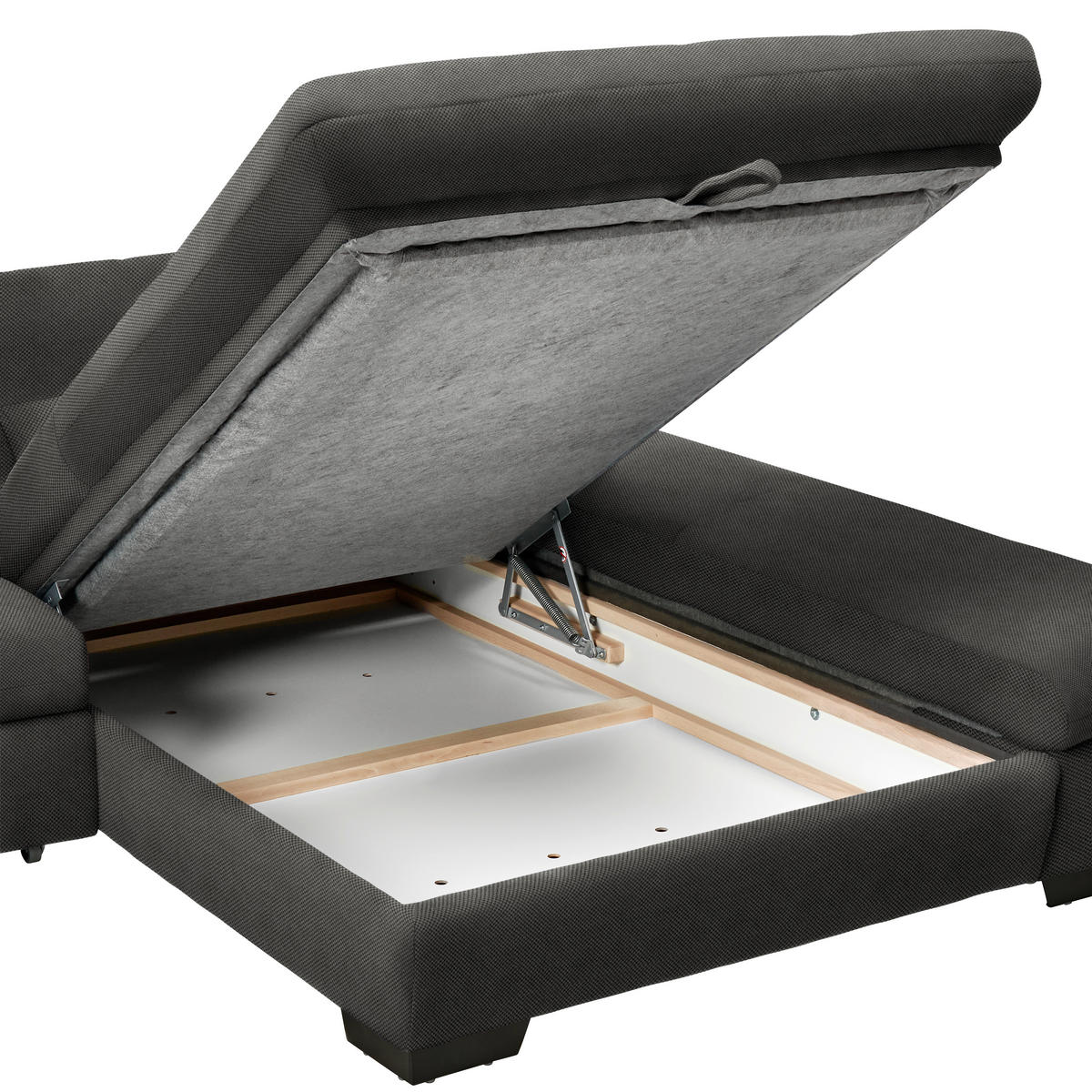 ECKSOFA Flachgewebe Dunkelgrau  - Dunkelgrau/Schwarz, Design, Textil/Metall (204/341cm) - Xora