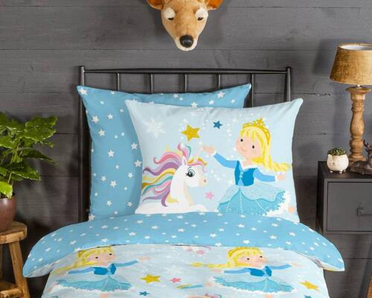 KINDERBETTWÄSCHE Iceprincess Biber 135/200 cm  - Blau, Design, Textil (135/200cm)