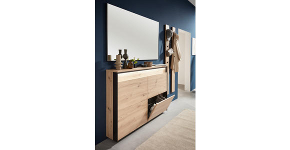 GARDEROBE 4-teilig in 180/190/24,3 cm - Schwarz/Eiche Artisan, KONVENTIONELL, Glas/Holzwerkstoff (180/190/24,3cm) - Voleo