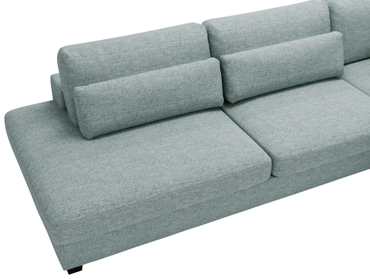 ECKSOFA in Bouclé, Plüsch Hellblau  - Schwarz/Hellblau, Design, Kunststoff/Textil (332/244cm) - Livetastic