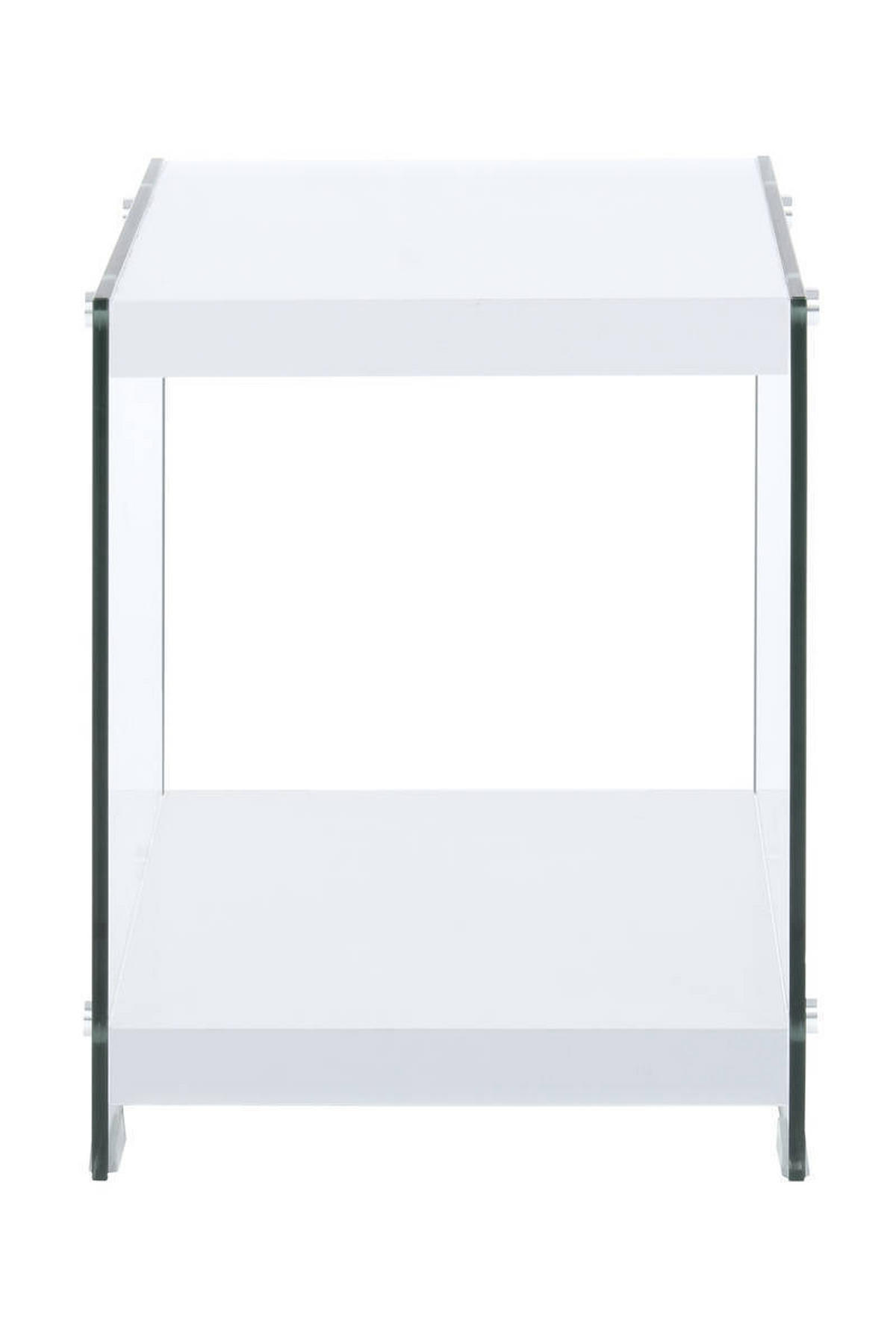 BEISTELLTISCH in Glas, Holzwerkstoff 35/35/45 cm  - Klar/Weiß, Basics, Glas/Holzwerkstoff (35/35/45cm) - Kayoom