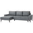 ECKSOFA in Velours Grau  - Schwarz/Grau, Basics, Holz/Textil (161/260cm) - Carryhome