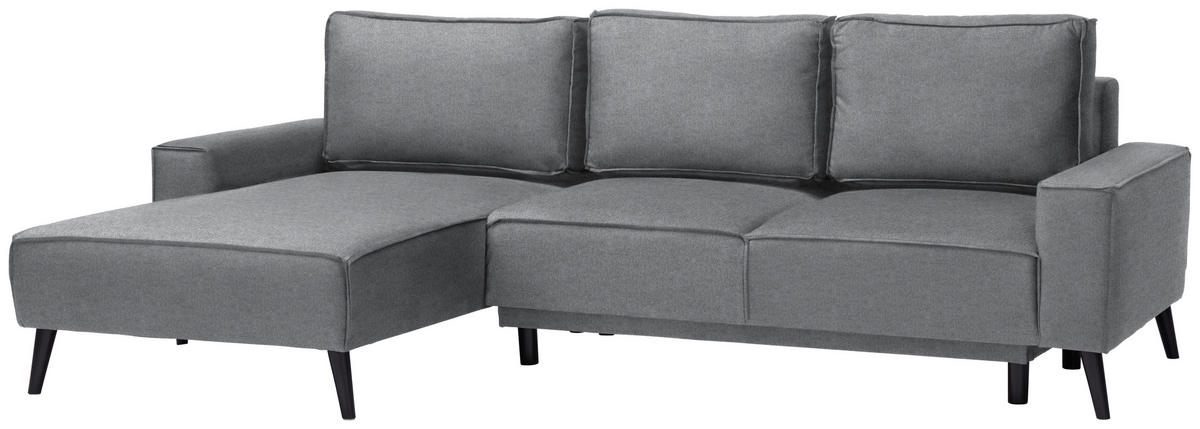 ECKSOFA in Velours Grau  - Schwarz/Grau, Basics, Holz/Textil (161/260cm) - Carryhome