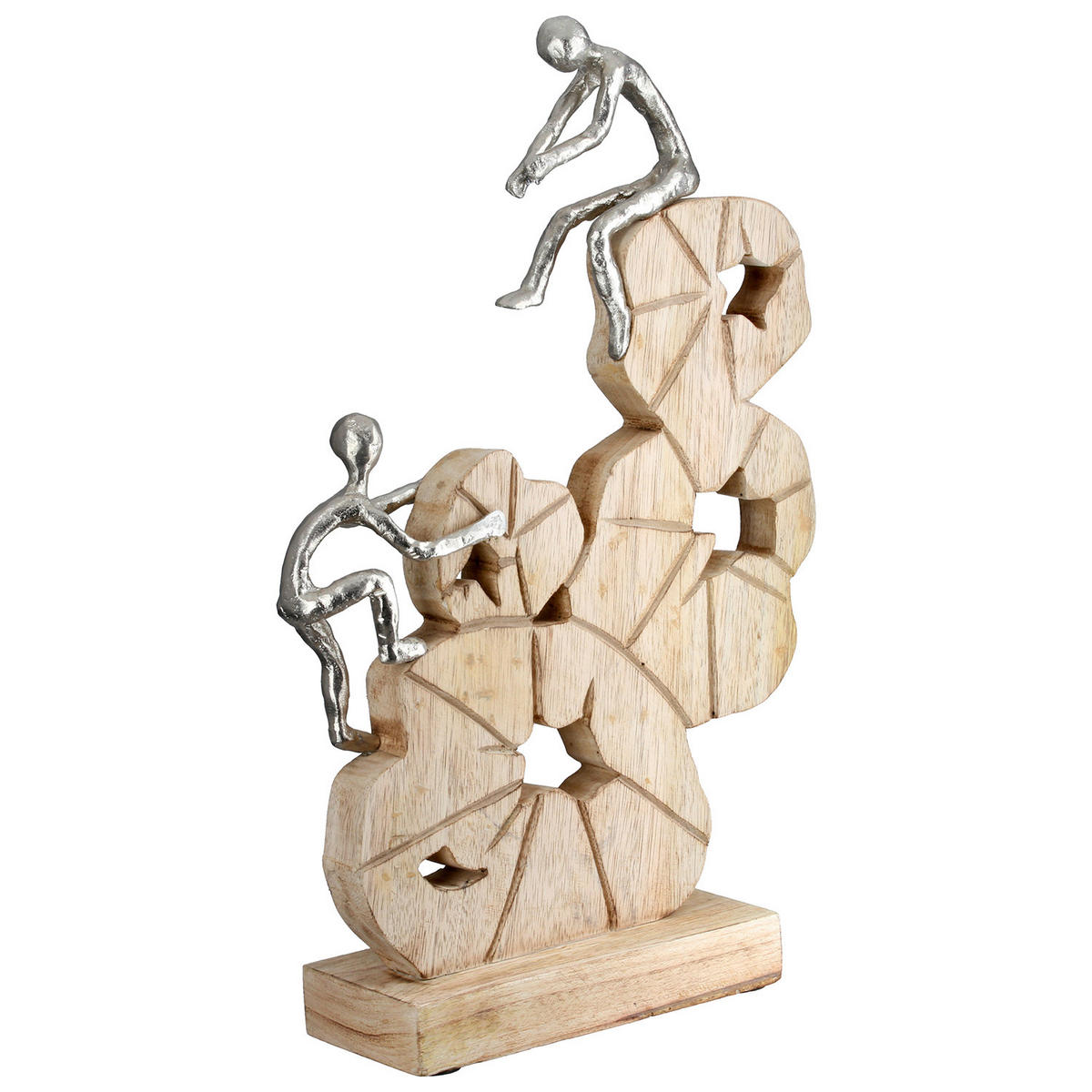 SKULPTUR - Silberfarben/Beigebraun, Basics, Holz/Metall (29/45/9cm)