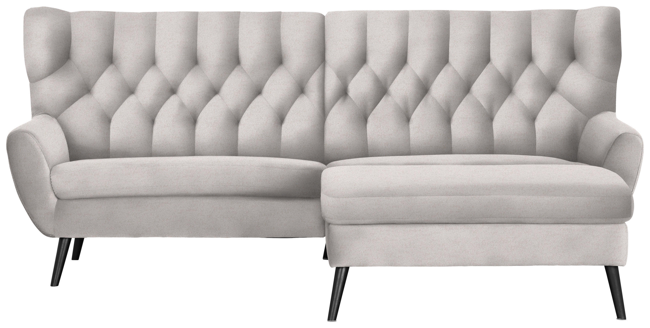 ECKSOFA in Flachgewebe Beige  237/165 cm  - Beige/Schwarz, Design, Holz/Textil (237/165cm) - Stylife