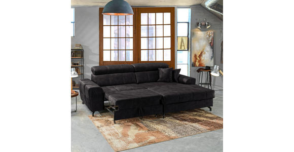 ECKSOFA in Velours Graphitfarben  - Schwarz/Graphitfarben, Design, Textil/Metall (267/181cm) - Carryhome