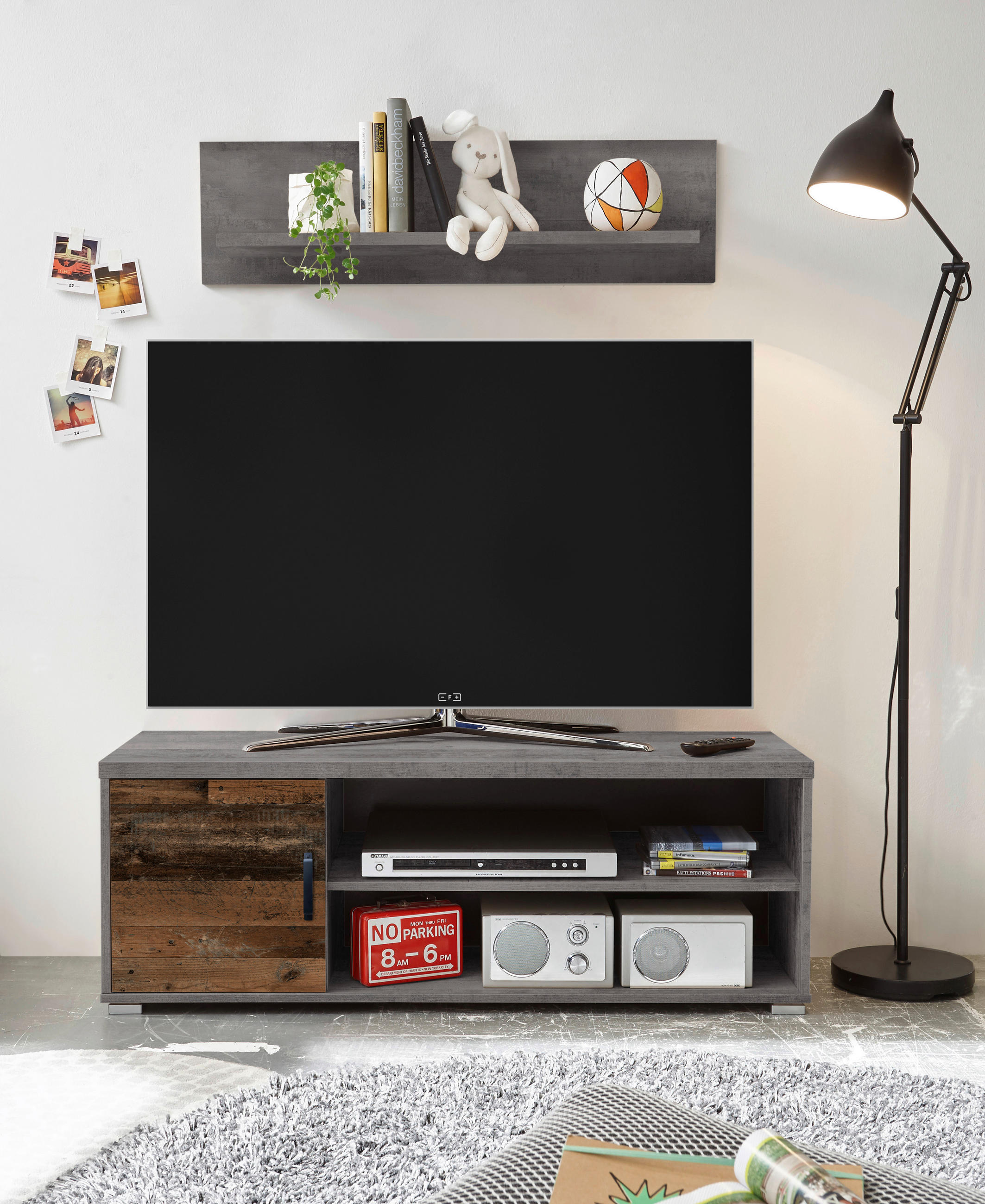 TV-SZEKRÉNY 120/43,3/42 cm  - barna/ezüstszínű, Trend, műanyag/faalapú anyag (120/43,3/42cm) - Ti'me