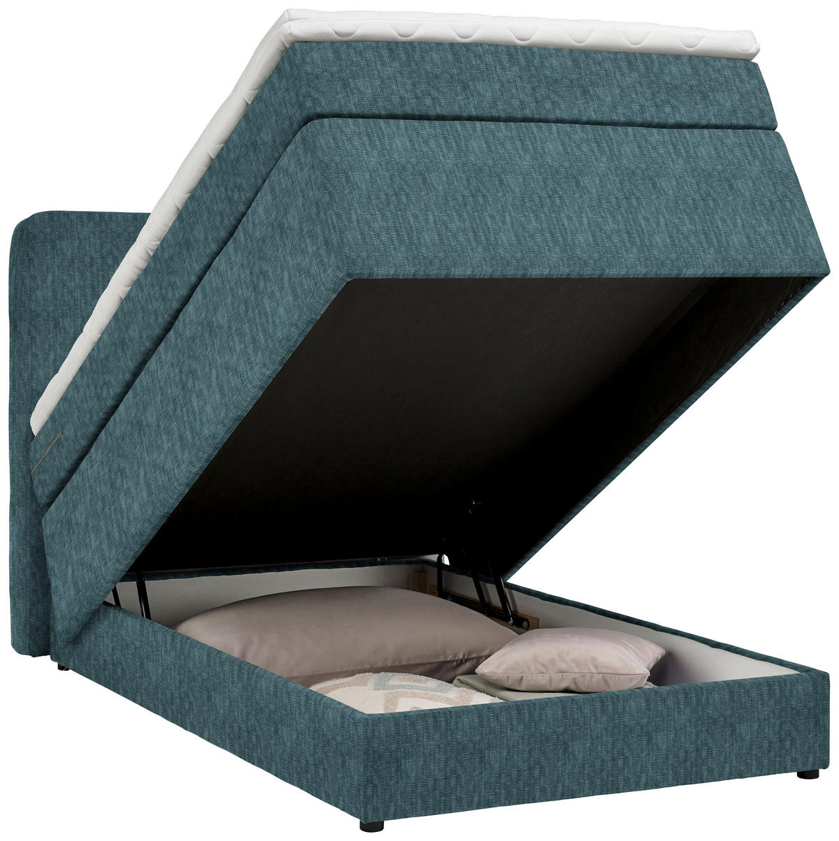 BOXSPRINGBETT 140/200 cm  in Petrol  - Petrol/Schwarz, Konventionell, Kunststoff/Textil (140/200cm) - Moderano