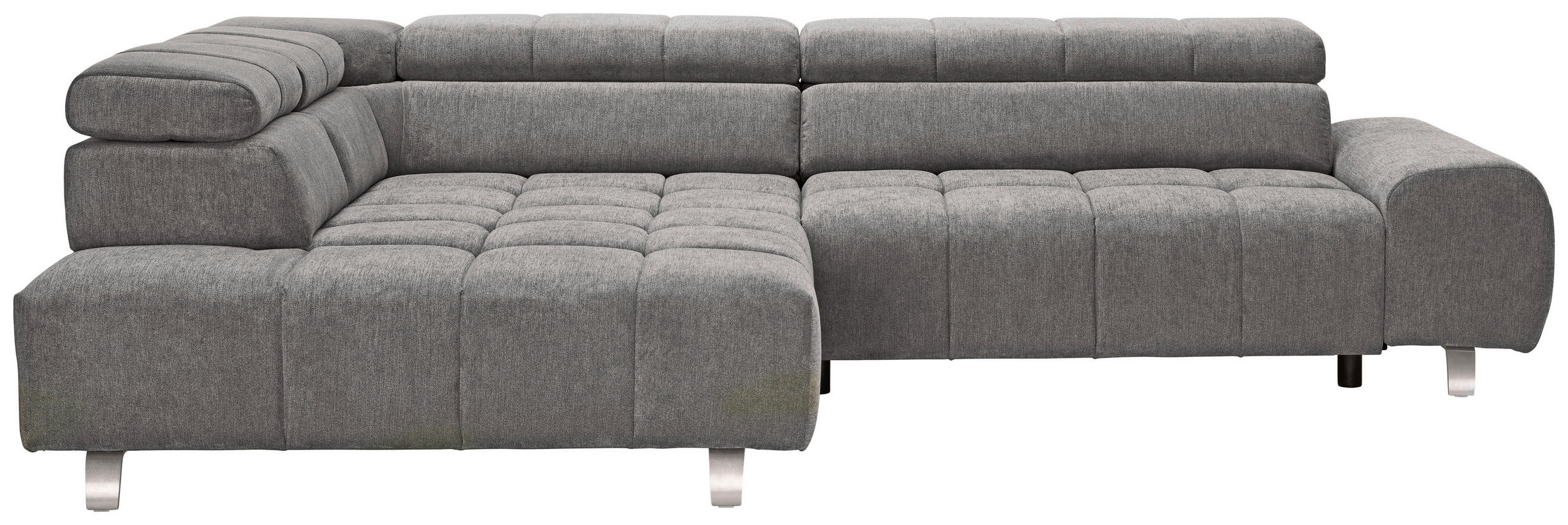 ECKSOFA Dunkelgrau Webstoff  - Dunkelgrau/Silberfarben, Design, Textil/Metall (201/295cm) - Hom`in