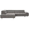 ECKSOFA Dunkelgrau Webstoff  - Dunkelgrau/Silberfarben, Design, Textil/Metall (201/295cm) - Hom`in