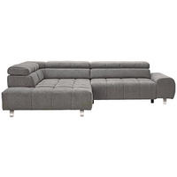ECKSOFA Dunkelgrau Webstoff  - Dunkelgrau/Silberfarben, Design, Textil/Metall (201/295cm) - Hom`in