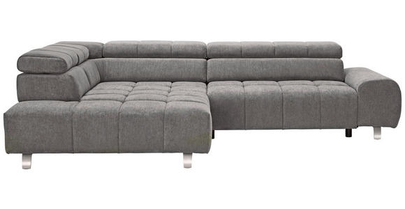 ECKSOFA in Webstoff Dunkelgrau  - Dunkelgrau/Silberfarben, Design, Textil/Metall (201/295cm) - Hom`in